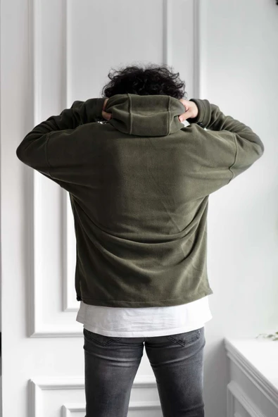 KAPŞONLU OVERSİZE POLAR ERKEK SWEATSHİRT - Resim 6