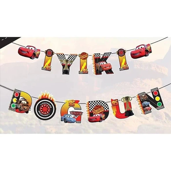 ARABALAR CARS (ŞİMŞEK MCQUEEN) KARAKTERLİ İYİ Kİ DOĞDUN BANNER ürün görseli 1