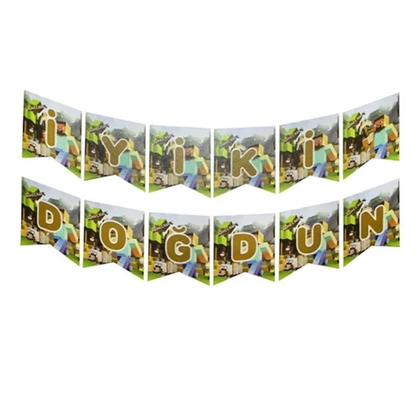 MİNECRAFT TEMALI İYİ Kİ DOĞDUN BANNER ürün görseli 1