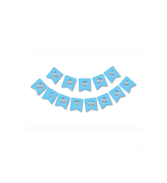 MAVİ -GÜMÜŞ HAPPY BIRTHDAY BANNER ürün görseli 1