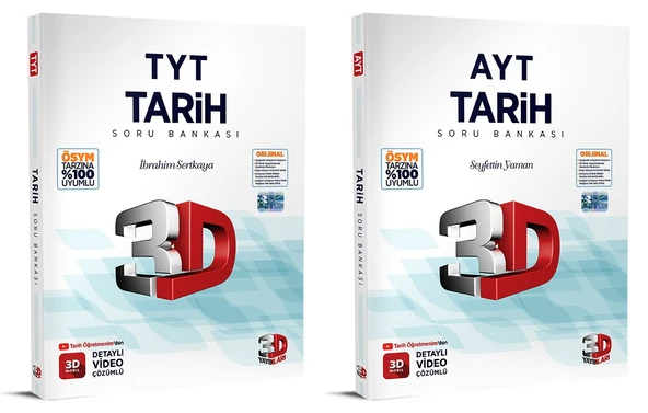 3D Yayınları 2024 Tyt Ayt Tarih Soru Bankası Seti ürün görseli 1