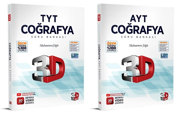 3D Yayınları 2024 Tyt Ayt Coğrafya Soru Bankası Seti ürün görseli 1