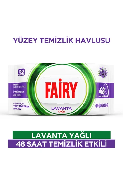 Fairy Çok Amaçlı Yüzey Temizlik Havlusu 100 Yaprak | Lavanta Yağlı | Beyaz Sirke & Karbonat ürün görseli 1