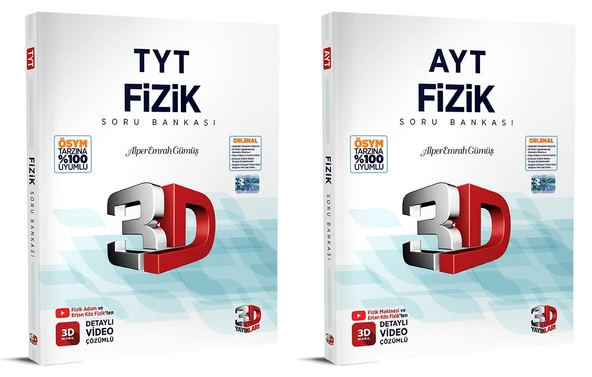 3D Yayınları 2024 Tyt Ayt Fizik Soru Bankası Seti ürün görseli 1