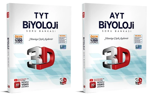 3D Yayınları 2024 Tyt Ayt Biyoloji Soru Bankası Seti ürün görseli 1