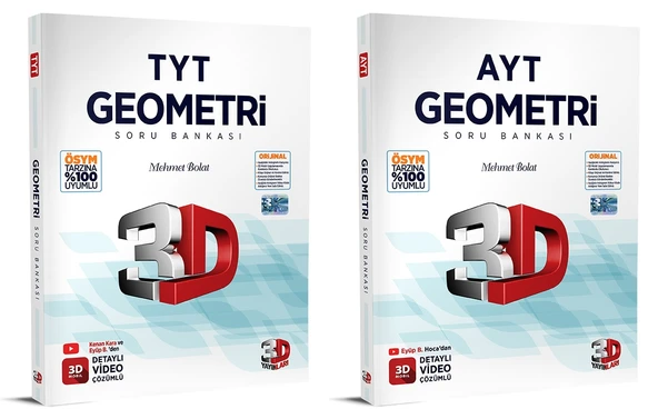 3D Yayınları 2024 Tyt Ayt Geometri Soru Bankası Seti ürün görseli 1