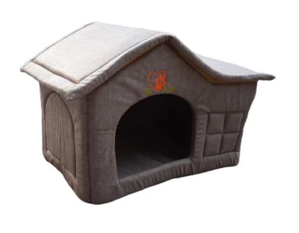 La Vista İç Mekan Kedi ve Köpek Çatılı Ev Gri 56-36-45cm ürün görseli 1