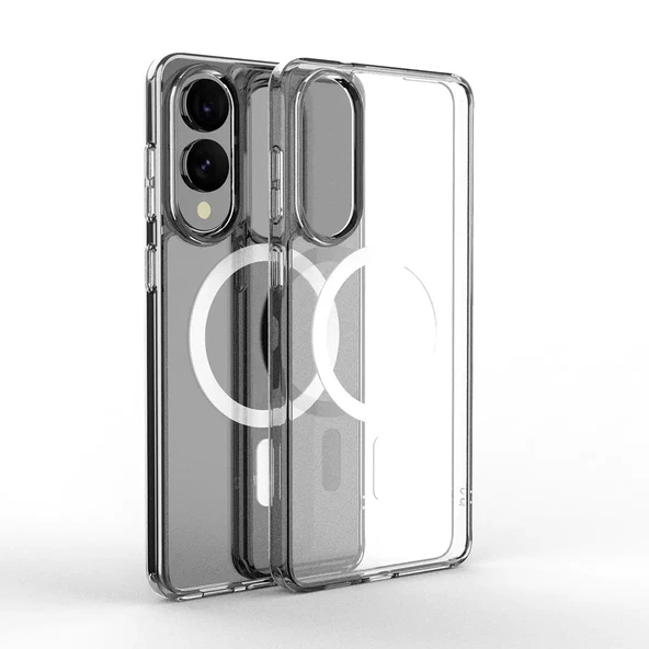 Gpack Samsung Galaxy S25 Edge uyumlu Kılıf Magsafeli Tek Kamera Çerçeveli Porto Şeffaf ürün görseli 1