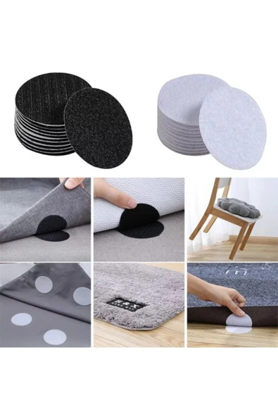 MOR SALKIM HOME Halı Altı Kaydırmaz Cırt Bant 6 Cm Çap (4 Adet-çift) Beyaz ürün görseli 1