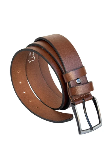Taba Büyük Beden Hakiki Deri 4 cm. Tokalı Düz Model Erkek Kemer - 411-Battal ürün görseli 1
