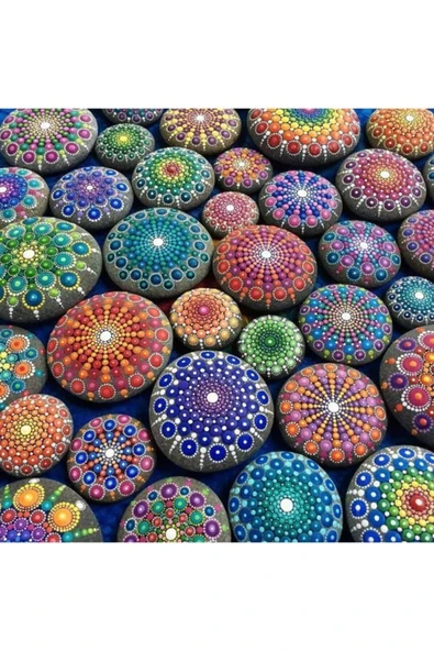 AKILLICA Mandala Boyama Taş Boyama Taşları 20 Adet %100 Doğalal Boyanabilir Deniz Taşı ürün görseli 1