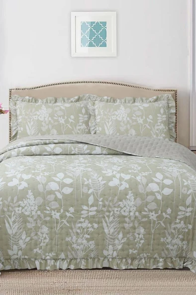 Breeze Sade Çiçekler Çift Kişilik Yatak Örtüsü 240x260 ürün görseli 1