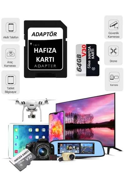 Sprange 64 GB U3 Hafıza Kartı Faster Transfer Speed Class 10 4k Video Kayıt (V30) ürün görseli 1