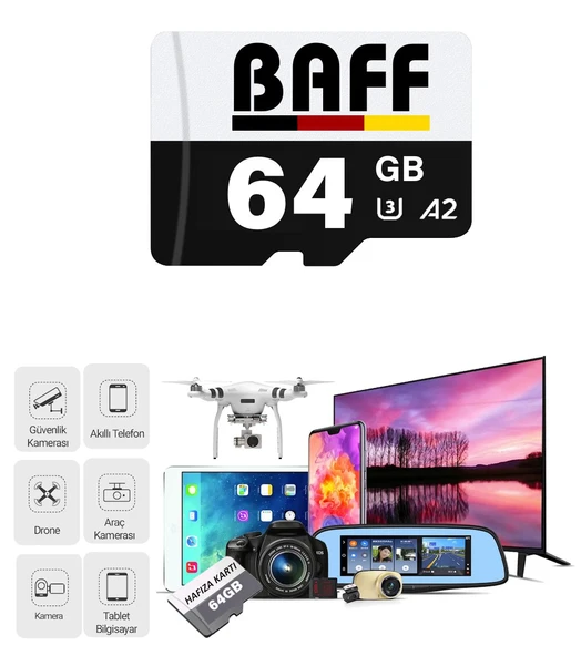 Baff 64GB Hafıza Kartı Video Kayıt Destekli UHS-I U3 A2 ürün görseli 1