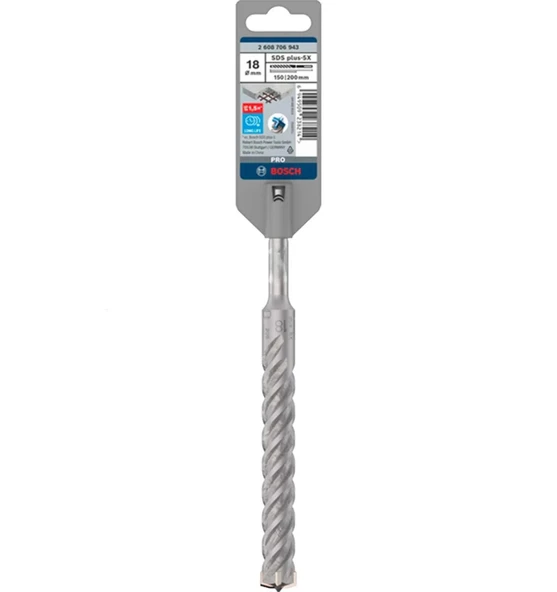 Bosch Pro SDS Plus-5X 18 x 200 mm Dört Elmaslı Matkap Ucu 2608706943 ürün görseli 1