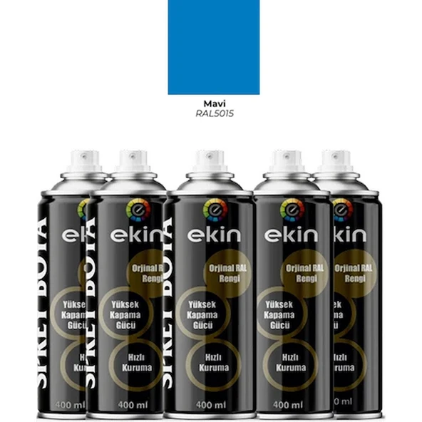 Ekin 400 Ml Sprey Boya Boncuk Mavi Renk 5 Adet ürün görseli 1