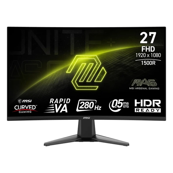 MSI MAG 276CXF 27" 280Hz 0.5Ms HDMI+DP HDR FullHD Adaptive-Sync VA Curved Vesa Monitör ürün görseli 1