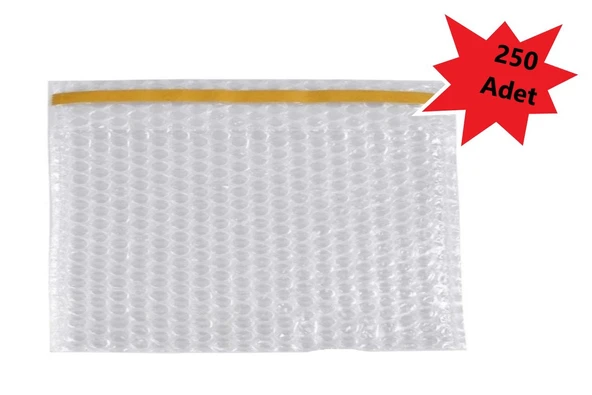 Balonlu Patpat Torba, Bantlı Baloncuklu Torba-Zarf 15Cm(En)X25Cm(Boy)+5Cm(Kapak) 250 Adet) ürün görseli 1