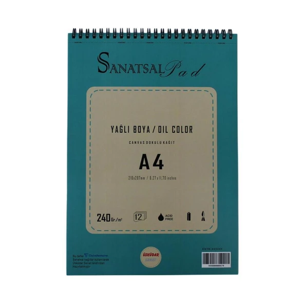 Sanatsal Pad Yağlı boya Defteri A4 240gr 12 Yaprak Spiralli ürün görseli 1
