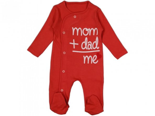 Kız Bebek Pembe Önden Çıtçıtlı Tulum Mom Dad  Me Desenli  Tulum ürün görseli 1