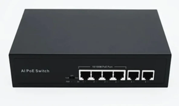 Magicline PS6M-42EE 10/100 4 Port Poe + 2 Uplink Switch 55W Poe Switch ürün görseli 1