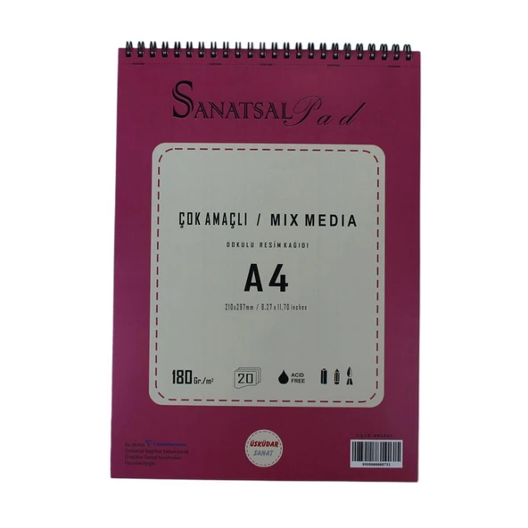 Sanatsal Pad Çok Amaçlı Dokulu Resim Defteri A4 180gr 20 Yaprak Spiralli ürün görseli 1