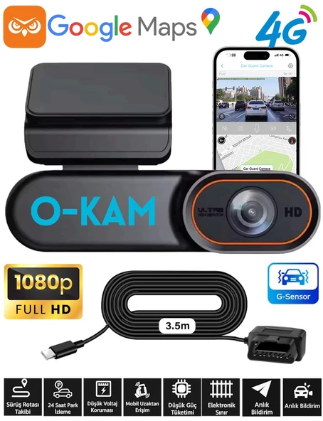O-kam 2026 4G Araç Içi Kamera ve Görüntülü Araç Takip Sistemi Google Maps 1080P Kamera Gps ürün görseli 1