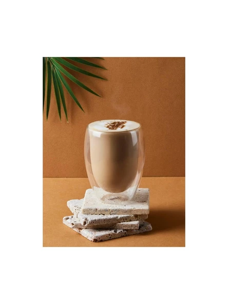 Troy Çift Cidarlı Bardak Double Wall Glass Latte Bardağı 2'li Set 350 ml 12 Oz ürün görseli 1