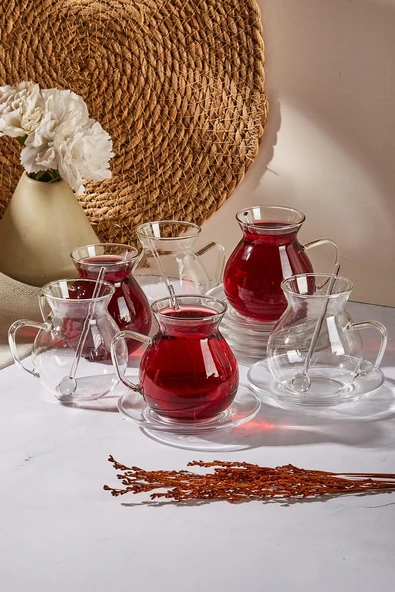 Keyf-i Ala 18 Parça Cam Tabaklı 200 Ml Borosilikat Çay Seti ürün görseli 1