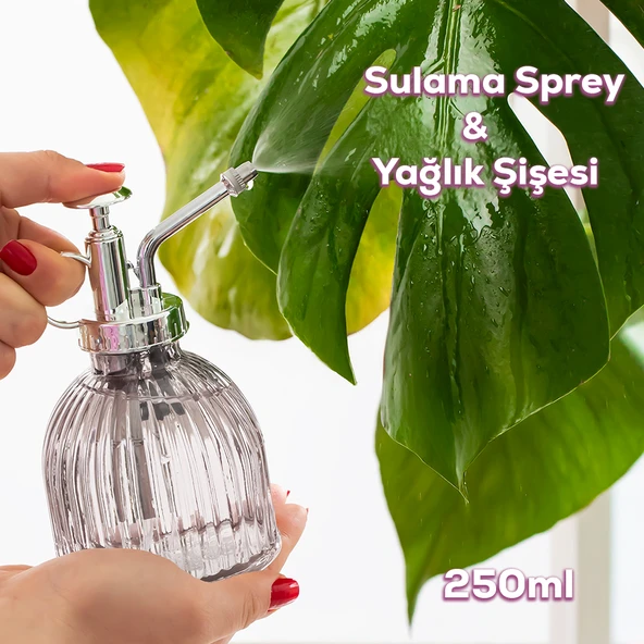 Perotti 15731 Gri Vintage Cam Bitki Sulama Şişesi Sprey Şişe ürün görseli 1