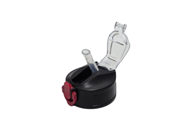 Otomatik Pipetli Su Matarası Yedek Kapağı 57mm Siyah-Kırmızı ürün görseli 1