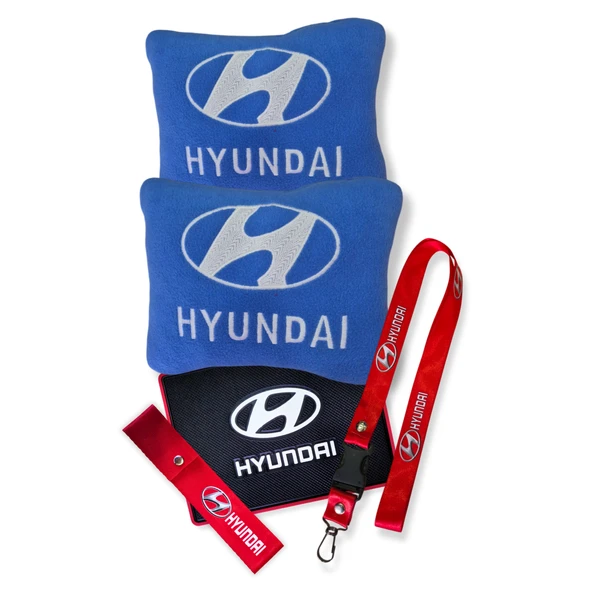 Hyundai Nakış İşlemeli Mavi Polar Ortopedik Araç Seyahat Boyun Yastık & Hyundai Araç Oto Aksesuar ürün görseli 1