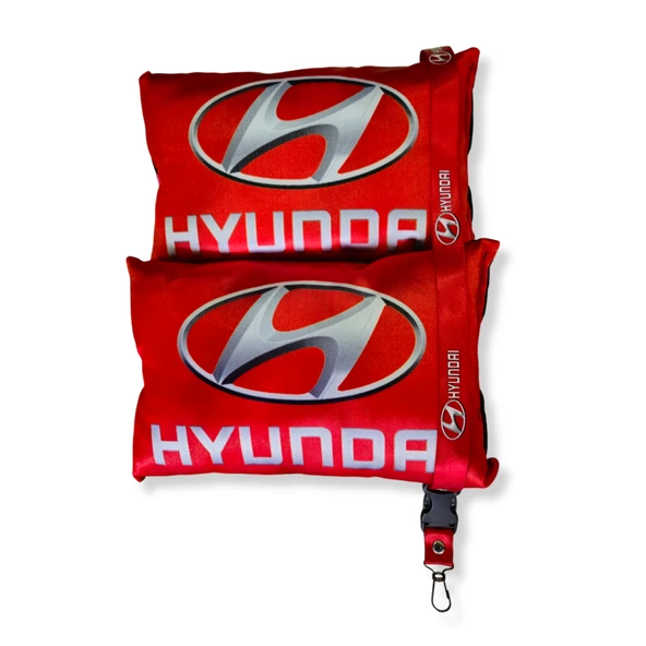 Hyundai Dijital Baskılı Kırmızı Araç Seyahat Boyun Yastık 2'li Set Hyundai Oto Ayna Askısı ürün görseli 1