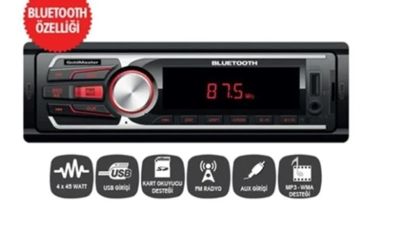 Goldmaster SD-2118 4x45 Watt Aux-Usb-Sd-Fm-Bt Destekli Oto Teyp ürün görseli 1