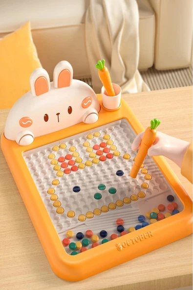 Manyetik Kodlama Oyuncağı Çizim Tahtasında Boncuk Turp Kalem Montessori Erken eğitim Tableti Tavşan ürün görseli 1