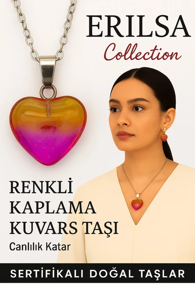 Sertifikalı Renkli Kaplama Kuvars Taşı Kolye (Mor Sarı) – Zihinsel Berraklık ve Yaşam Enerjisi Taşı ürün görseli 1