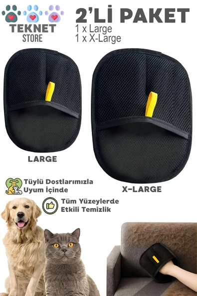 Kedi Köpek Tüy Toplayıcı Yıkanabilir Statik Eldiven Koltuk Halı Elbise Tüy Temizleme Aparatı 2'Li ürün görseli 1
