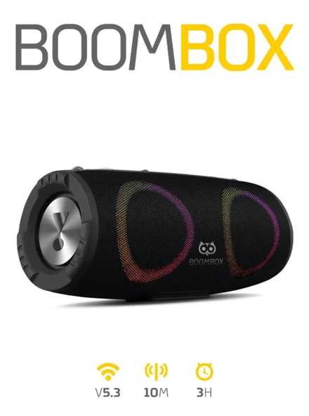 BoomBox Bluetooth Hoparlör Hi-Fi Ses Bo.mbası Radyo 30W Çift Bass Usb Hafıza Kartı Aux Led Işıklı 333x140x144 mm ürün görseli 1