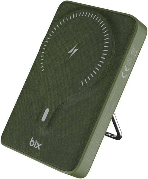 Bix PB105 Yeşil 10000 mAh Hızlı Şarj Destekli - Kablosuz - LED Göstergeli Powerbank ürün görseli 1