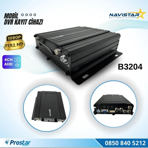 4 Kanal AHD 1080P Harddisk ve Sd kart Destekli Profesyonel Mobil DVR Kayıt Cihazı ürün görseli 1
