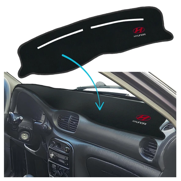 Hyundai Accent Yumurta Kasa uyumlu Siyah Torpido Kaplama Koruma Halısı Örtüsü (1996-2000) ürün görseli 1