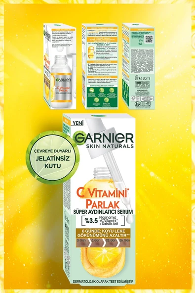 Garnier C Vitamini Parlak Süper Aydınlatıcı Serum  %3,5 (Niasinamid) (C Vitamini) (BHA-Salisilik Asit) 30ml30ml ürün görseli 1