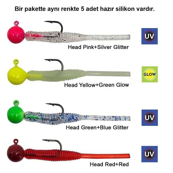 Kendo Hook Worm 2gr Jighead 4.5cm Lrf Silikonu (5'li Paket) ürün görseli 1