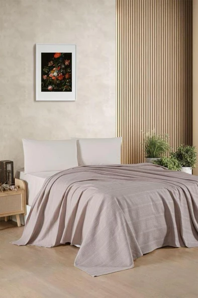 Kristal Bamboo Lastikli Çarşaflı Tek Kişilik Pike Takımı Cappucino ürün görseli 1