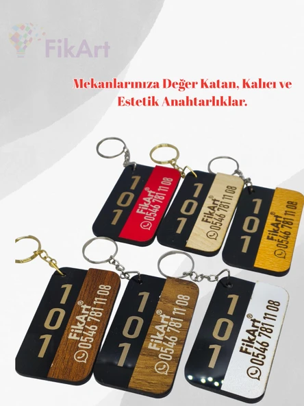 5 Adet Kişiselleştirilebilir Otel Anahtarlığı, Butik Otel, Bungalov Otel, Pansiyon, Yurt ürün görseli 1