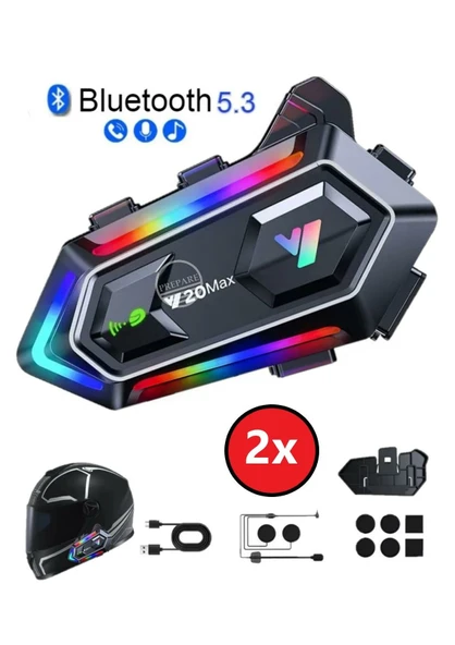 Y20 Max Bluetooth 5.3 Kask Interkom 2 Kişi 300 Metre Eşleşme Işıklı ürün görseli 1