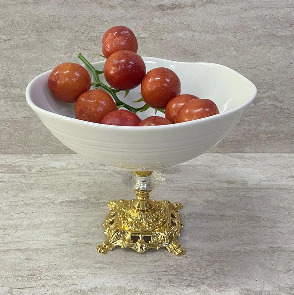 Porselen Ayaklı Bol Kase Gold Ayaklı 20 CM ürün görseli 1