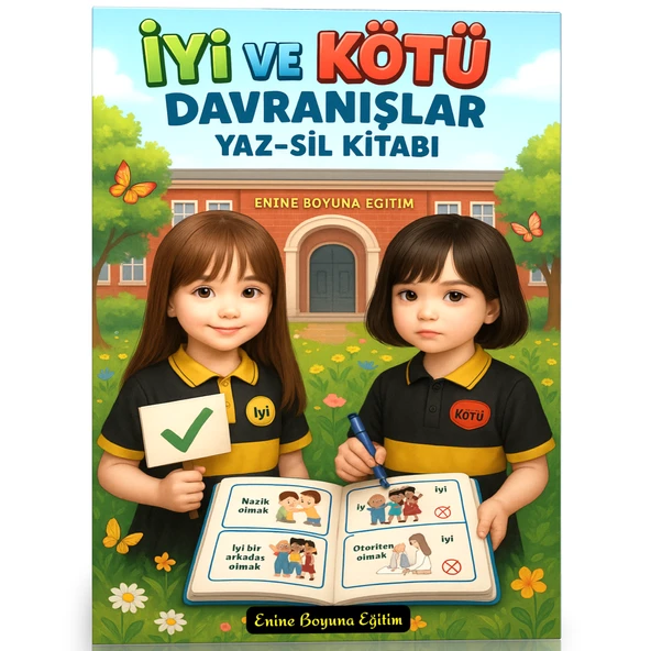 Çocuklara İyi ve Kötü Davranışları Öğreten YAZ-SİL Kitabı (96 İyi Kötü Kavram) ürün görseli 1