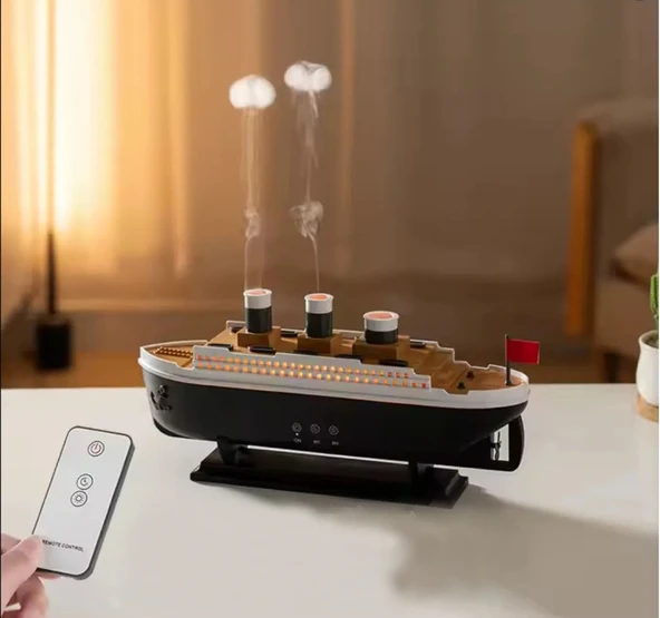 Gemi Dizaynlı Difüzör Titanic Aromaterapi Hava Nemlendirici Işıklı Kumandalı ürün görseli 1