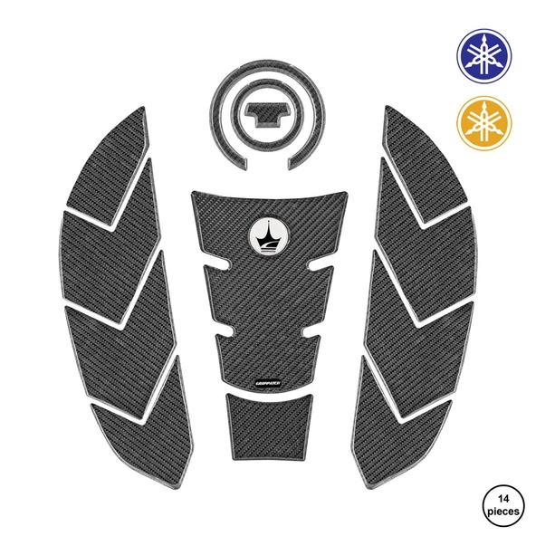 Grippatch Yamaha R7 2021-2024 ile Uyumlu Kaydırmaz 6D Karbon 14 Parça Tank Pad Seti GC58 ürün görseli 1